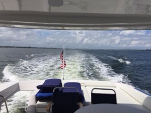 Aft view at about 12mph. We mostly cruised at 10 or under.